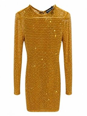 PrettyLittleThing | Dresses | Stone Mesh Ruched Balloon Sleeve Bodycon Dress  | Poshmark